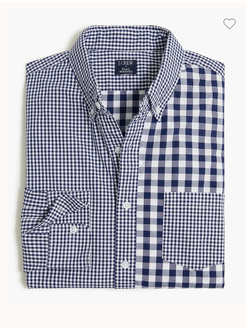 J. Crew Men’s Navy and White Patchwork Gingham Button-Down Shirt Size Medium